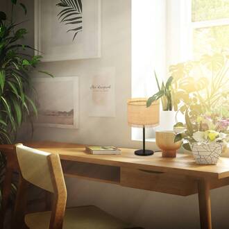 Briloner Borra tafellamp, natuurlijke kleur, stro, hoogte 42 cm zwart, natuurlijke kleur