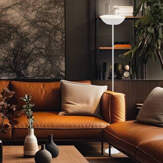 Briloner Estate LED vloerlamp, wit, touchdimmer, USB-kabel