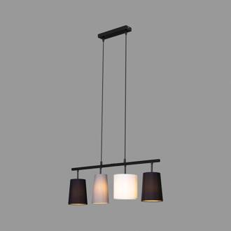 Briloner Hanglamp Shades met 4 textielkappen zwart, grijs, wit