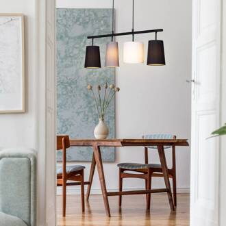 Briloner Hanglamp Shades met vier stoffen kappen zwart, grijs, wit