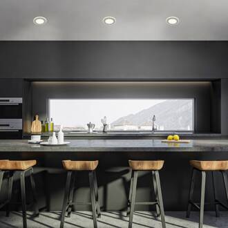 Briloner Inbouwlamp Gima, mat chroom, 3.000 K, set van 3