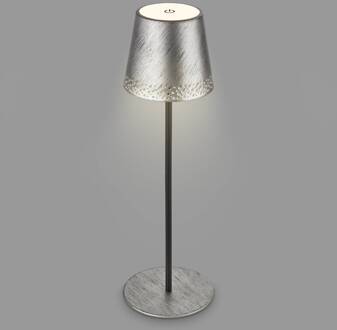 Briloner Kiki LED tafellamp, antiek zilver, IP44, 3.000K zilver antiek, zwart