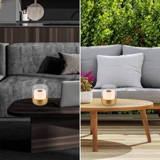 Briloner LED accu-tafellamp 7483 IP44 dimmer, goud goud, transparant, wit