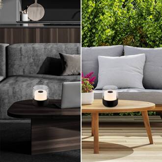 Briloner LED accu-tafellamp 7483 IP44 dimmer, zwart zwart, transparant, wit