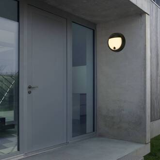 Briloner LED buiten wandlamp 3784015, zwart Touch dimmer Ø 17 cm