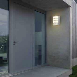 Briloner LED buiten wandlamp 3795014, chroomkleurig, sensor, IP44 mat chroom