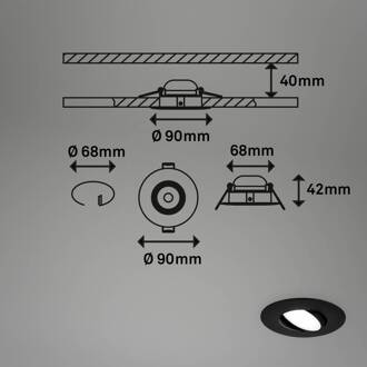 Briloner LED inbouwspot 7597 3er IP65 4.000 K zwart