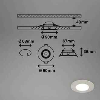 Briloner LED inbouwspot 7598 3er-set CTS mat nikkel
