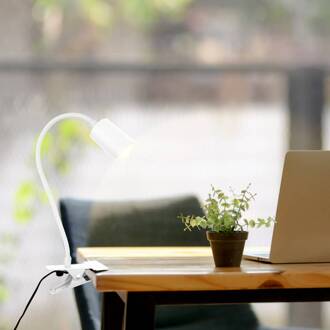 Briloner LED klemlamp Fleks, wit, flexibel, metaal