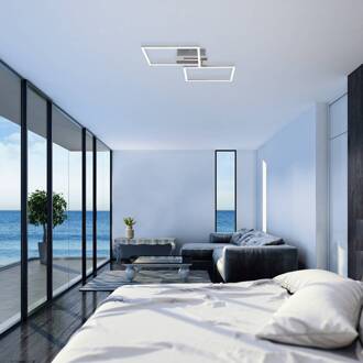 Briloner LED plafondlamp 3149-018 twee vierkanten wit, chroom, alu