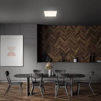 Briloner LED plafondlamp Flame, 3000K, 28,7x28,7cm, zilver wit, zilver