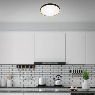 Briloner LED plafondlamp Flet met Backlight, Ø 28,5 cm zwart, gesatineerd