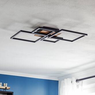 Briloner LED plafondlamp Frame, Step dim, 4-lamps hout zwart, licht hout