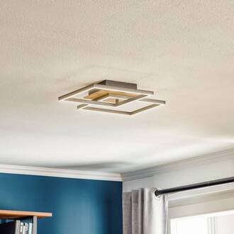 Briloner LED plafondlamp Frame, Switch Dim, zwart/hout zwart, licht hout