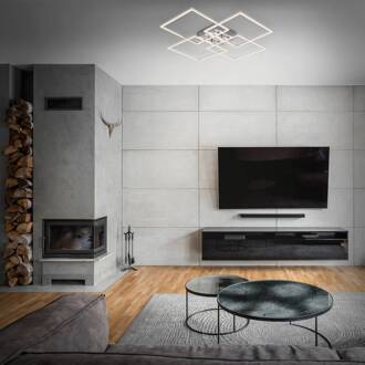 Briloner LED plafondlamp Frames, 4 vierkanten, draaibaar chroom, wit