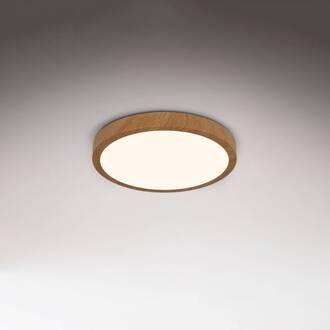 Briloner LED plafondlamp Runa Wood houtlook 3.000 K Ø38cm donker hout