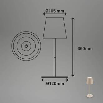 Briloner LED tafellamp 7508011, beige, 2.700 K IP44 touchdimmer