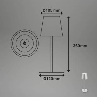 Briloner LED tafellamp 7508014 mat chroom 2.700 K IP44 Touchdim