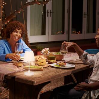 Briloner LED tafellamp Campi, oplaadbare batterij, dimbaar, wit