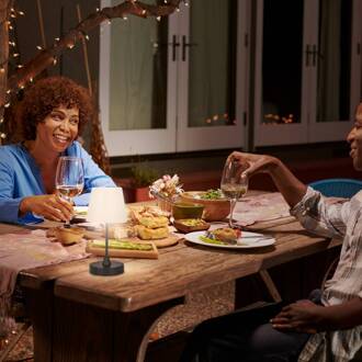 Briloner LED tafellamp Campi, oplaadbare batterij, dimbaar, zwart zwart, wit