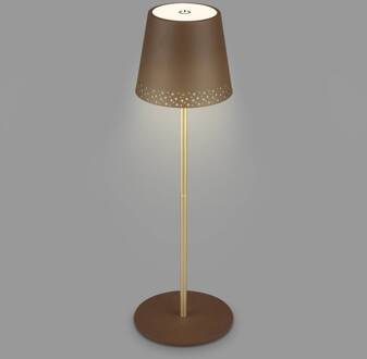 Briloner LED tafellamp Kiki met accu 3.000K, bruin/goud bruin, goud