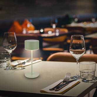 Briloner LED tafellamp Kira, groen, hoogte 19 cm, IP44, touchdim