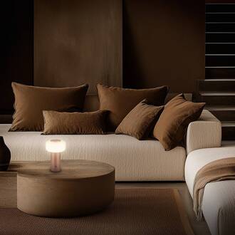 Briloner LED tafellamp op accu Juna, bruin, IP44, dimbaar, 20 cm bruin, wit