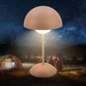 Briloner LED tafellamp op accu Kugle, bruin, metaal, IP44, dimbaar