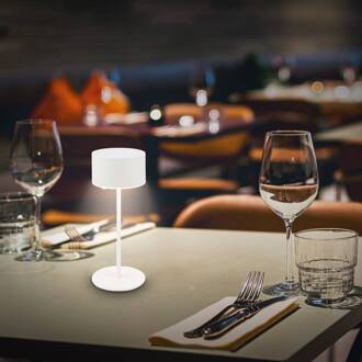 Briloner LED tafellamp op batterijen Kira, wit, hoogte 19 cm, IP44, touchdim