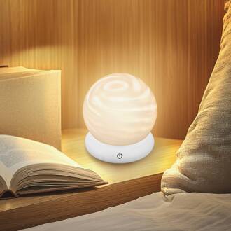 Briloner LED tafellamp op batterijen LUSTRO, wit, Ø 15 cm, RGBW, touchdim