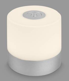 Briloner LED tafellamp Smal, oplaadbare batterij, 2.700 K, mat chroom mat chroom, wit