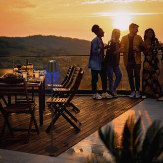 Briloner LED vloerlamp Coloris, zwart, RGB, dimmer, IP44, USB