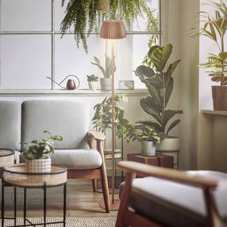 Briloner LED vloerlamp Loca, bruin, hoogte 123 cm, kunststof/metaal