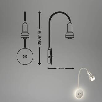 Briloner LED wandlamp 2178012 Double-Switch, nikkel mat mat nikkel