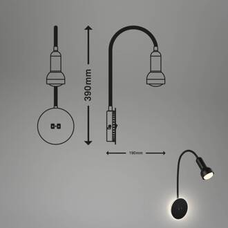 Briloner LED wandlamp 2178015 Double-Switch, zwart
