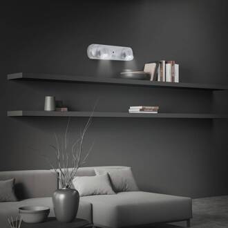 Briloner LED wandlamp Terya, batterij, 6.500K, 2-lamps zilver