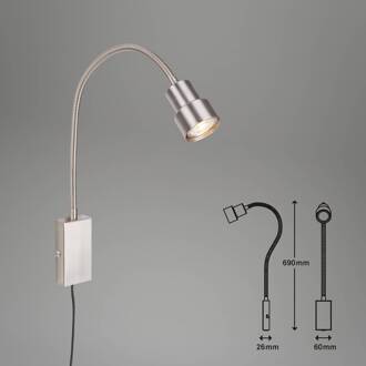 Briloner LED wandlamp Tusi met flexibele arm, nikkel mat nikkel