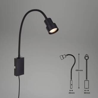 Briloner LED wandlamp Tusi met flexibele arm, zwart