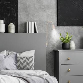 Briloner LED wandlamp Tuso, beige, montage op bed, metaal, flexibele arm