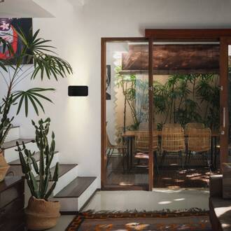 Briloner Meluna LED wandlamp, zwart, touchdimmer, USB