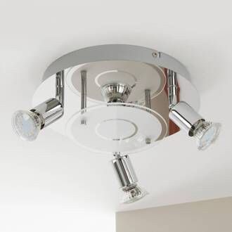 Briloner Orna plafondlamp, rondel, 4-lamps, chroom chroom, gesatineerd, helder