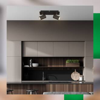 Briloner Plafondlamp Isil A, zwart, 2-lamps, metaal, draaibaar