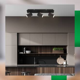 Briloner Plafondlamp Isil A, zwart, 3-lamps, metaal, draaibaar