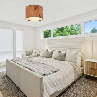 Briloner Plafondlamp Mata, bruin, Ø 35 cm, stof, E27