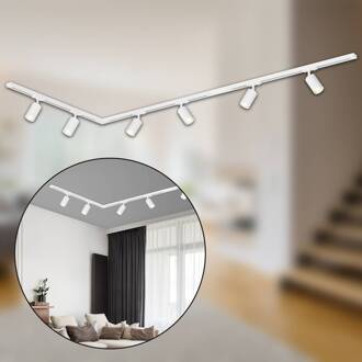 Briloner RAIL 230 V railsystem, wit, 6 spots 2,25 m hoekaansluiting