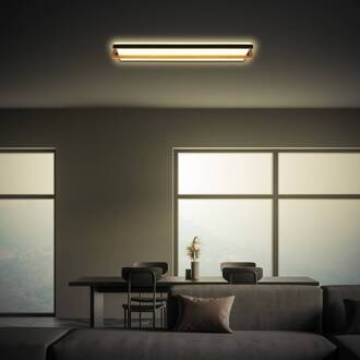 Briloner Remsa plafondlamp, 20x60,5 cm, kunststof, zwart zwart, licht hout