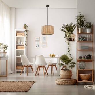 Briloner Slama hanglamp, 1-lamp, Ø 35cm, natuurlijke kleur, zeegras natuurlijke kleur, zwart