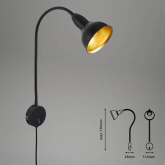 Briloner Wandlamp Hygge Comfort light Retro met stekker zwart, goud