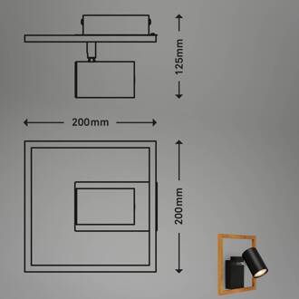 Briloner Wandspot 2138015 in zwart met houten frame
