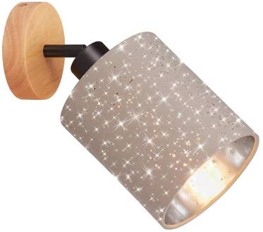 Briloner Wandspot Stofa met sterdecoratie, taupe, 1-lamp taupe, zilver, hout licht, zwart